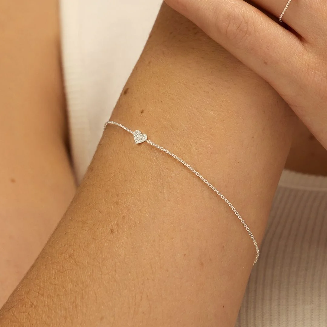 Silver Diamond Style Cluster Heart Bracelet - Image 3