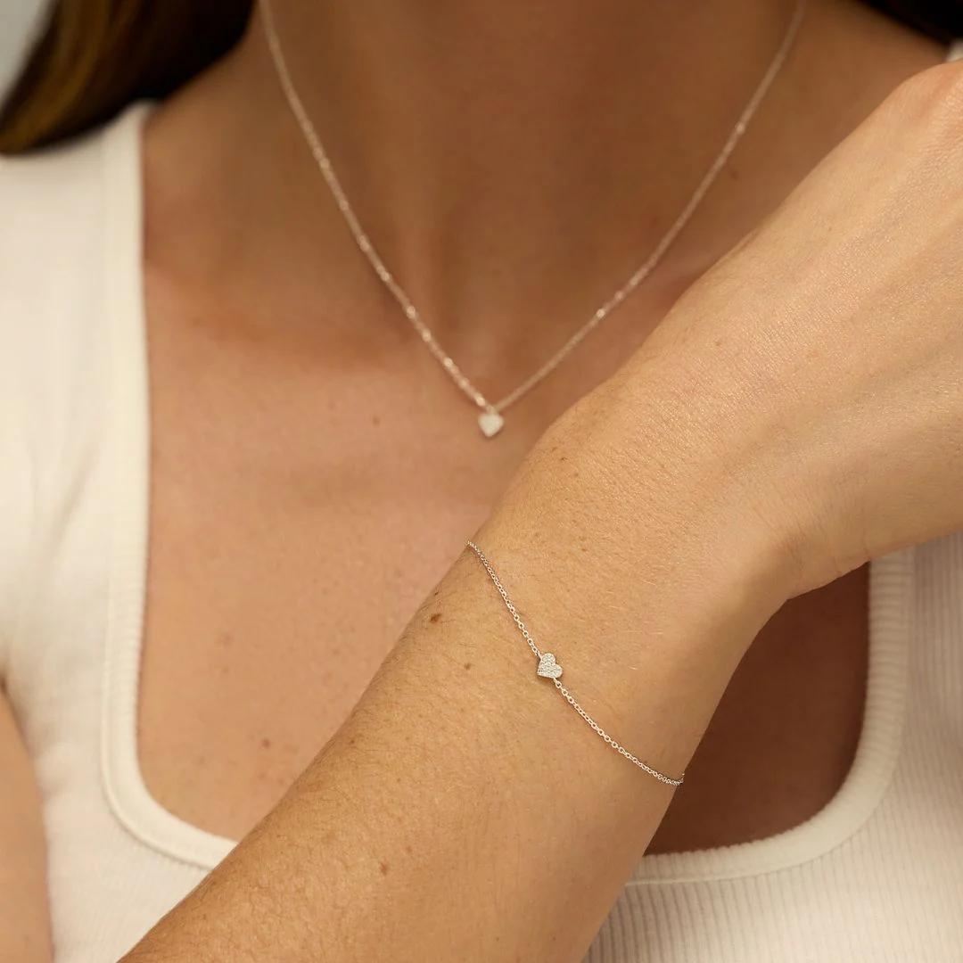 Silver Diamond Style Cluster Heart Necklace - Image 5