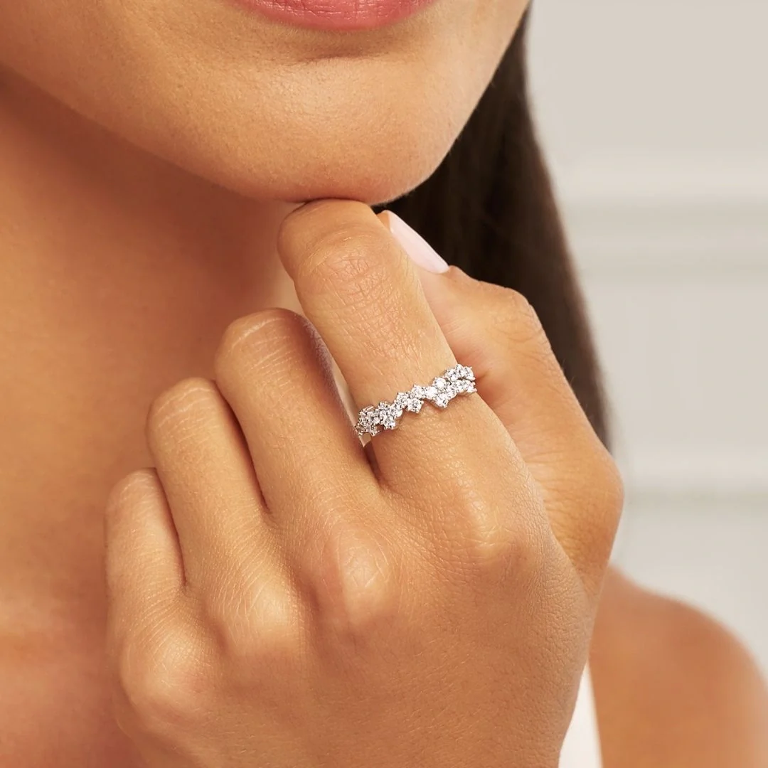 Silver Diamond Style Cluster Ring - Image 2