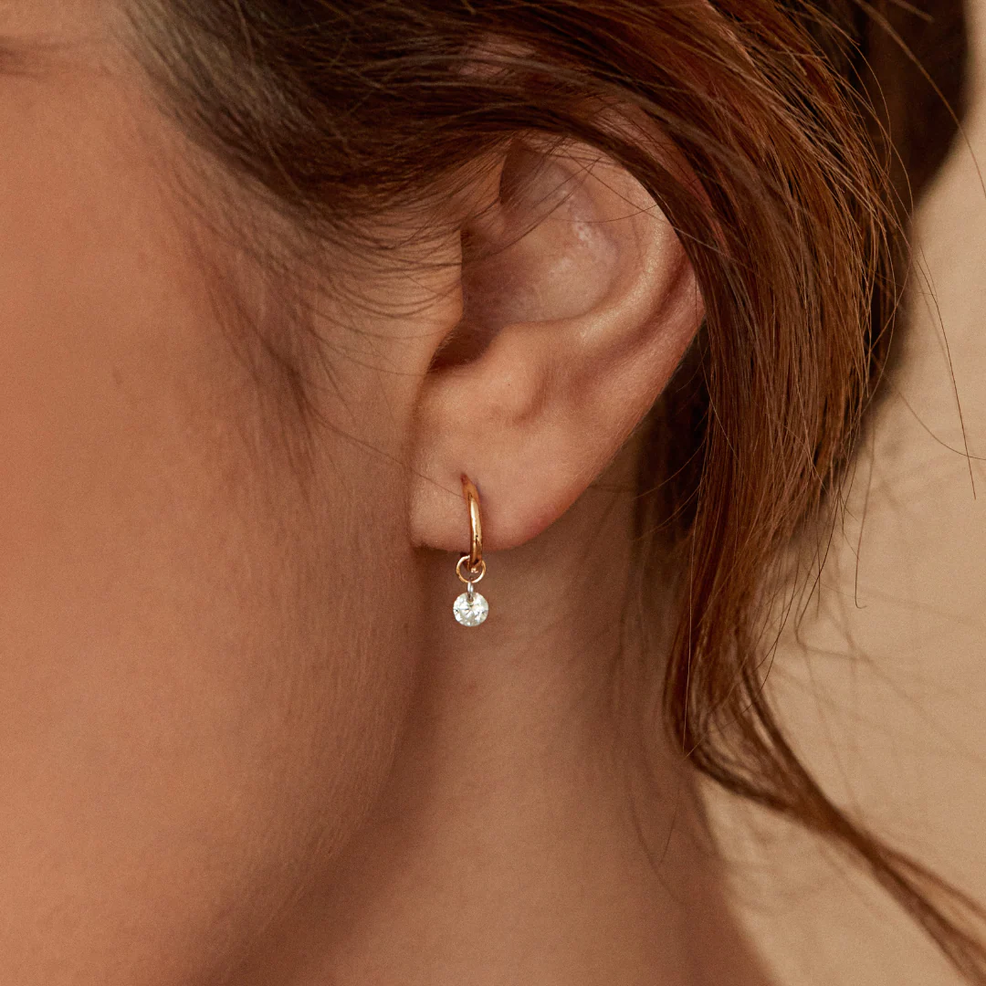 Silver Diamond Style Drop Earrings - Image 2