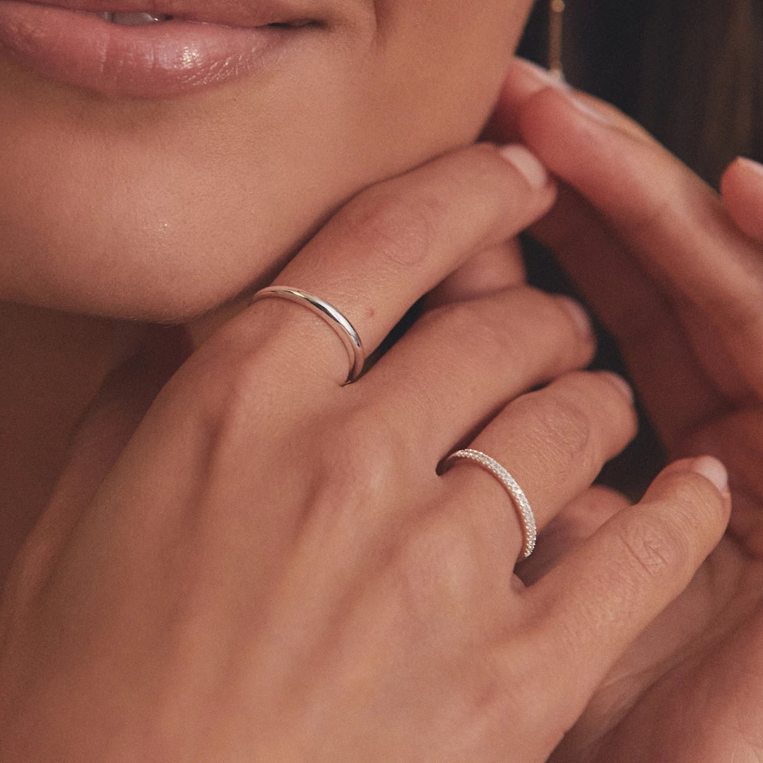 Silver Diamond Style Half Eternity Ring - Image 7