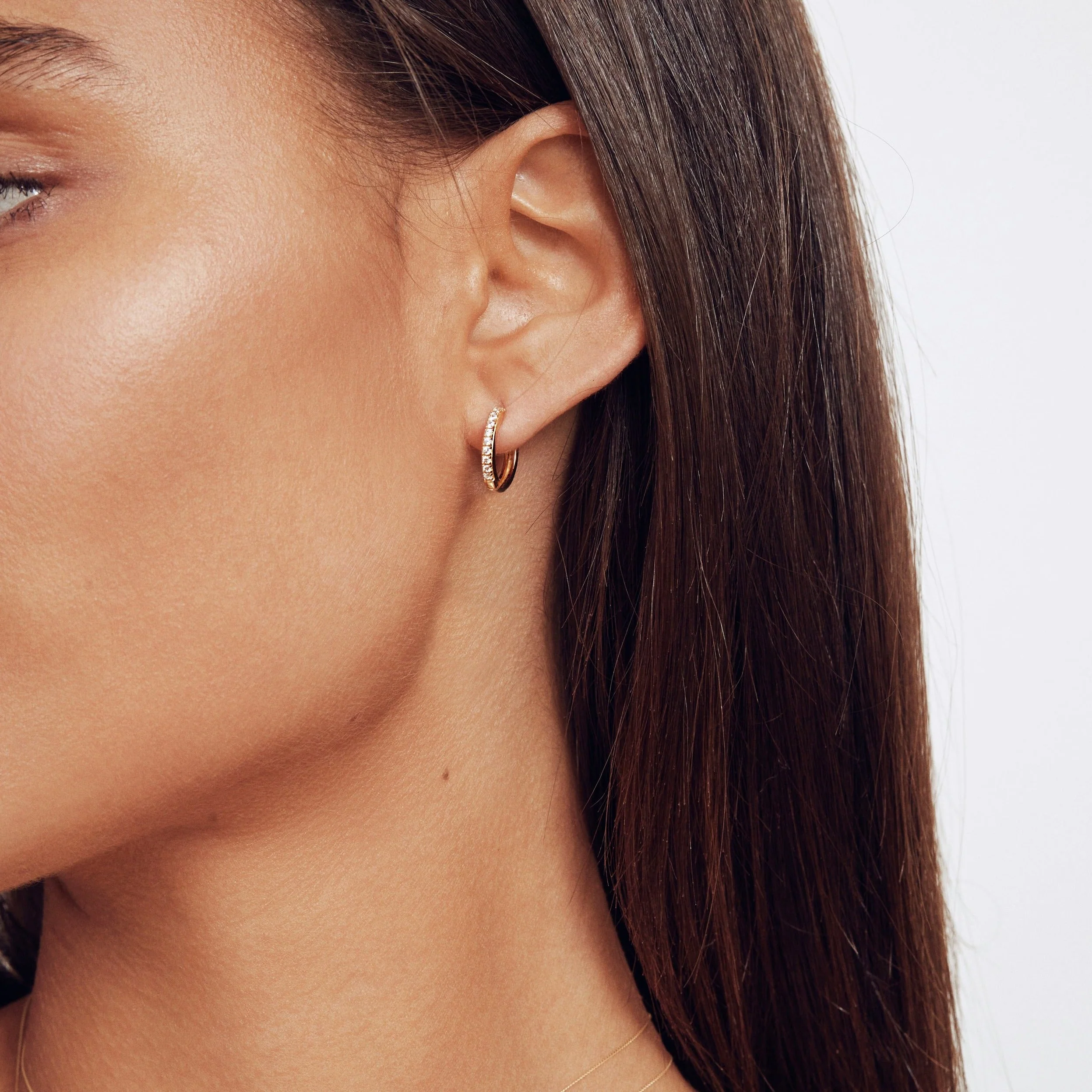Silver Diamond Style Large Hoop Earrings - Image 4