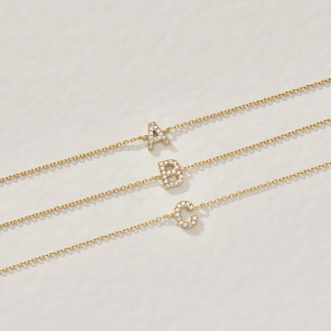 Silver Diamond Style Miniature Initial Letter Bracelet - Image 5