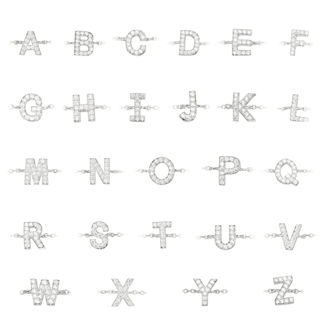Silver Diamond Style Miniature Initial Letter Bracelet - Image 6