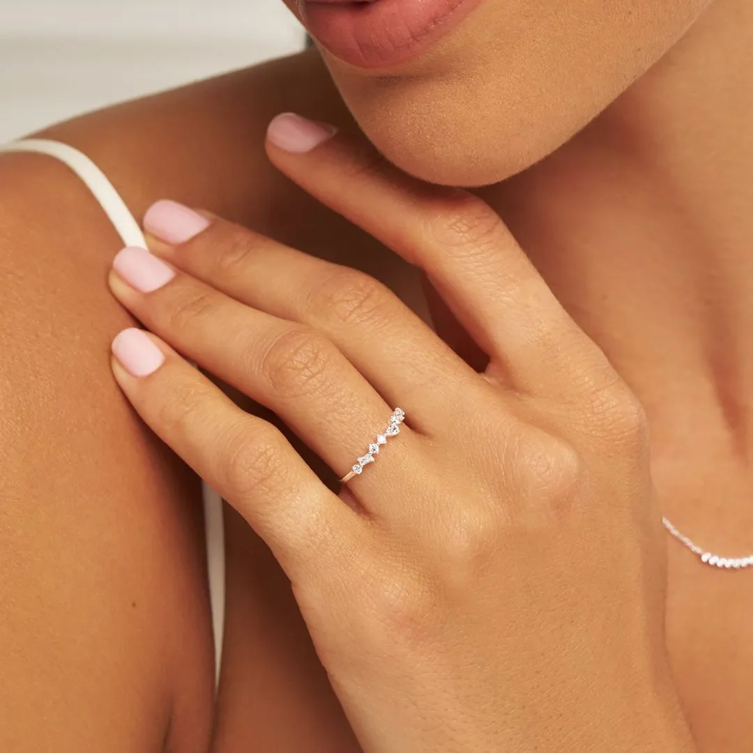Silver Diamond Style Mixed Cluster Ring - Image 2