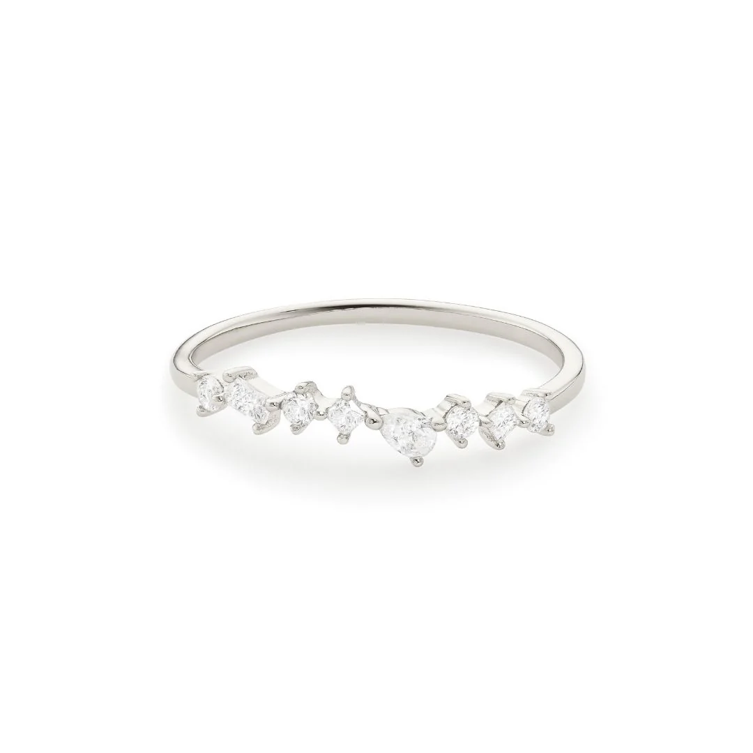 Silver Diamond Style Mixed Cluster Ring - Image 4
