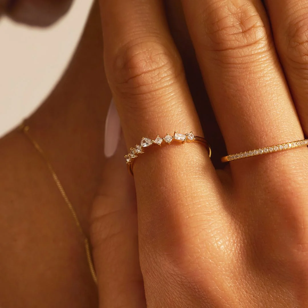 Silver Diamond Style Mixed Cluster Ring - Image 7