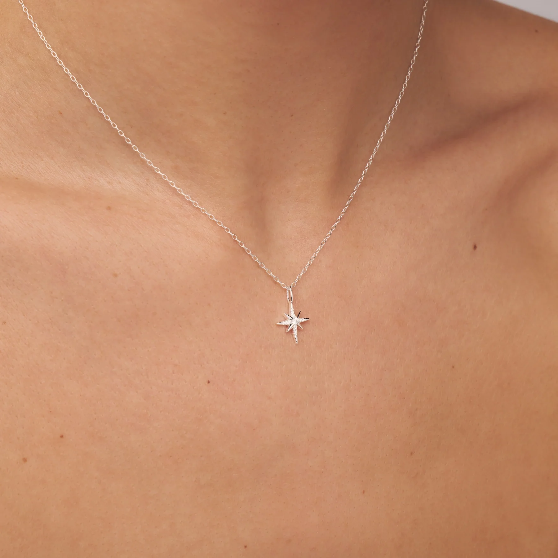 Silver Diamond Style North Star Necklace - Image 2