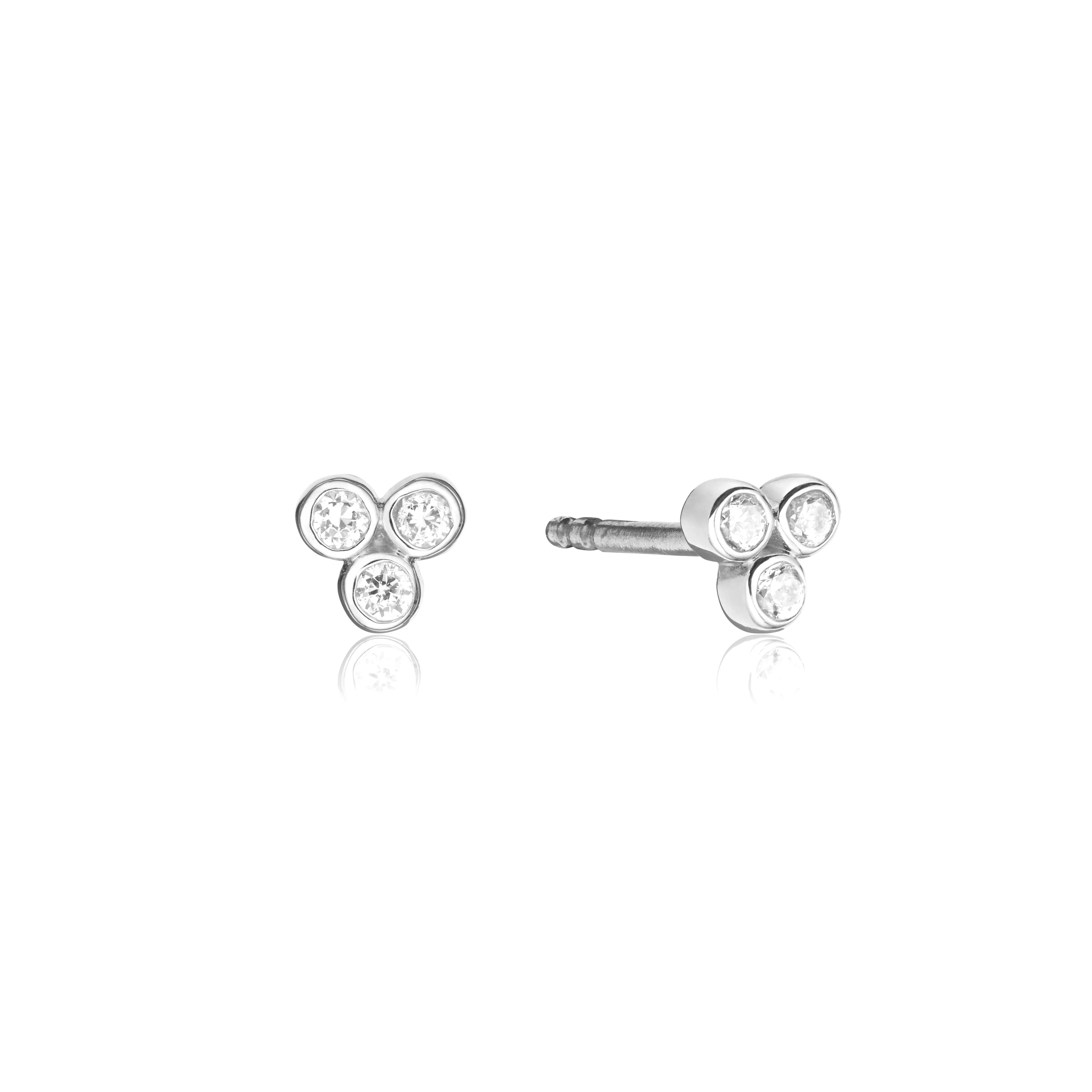 Silver Diamond Style Pyramid Stud Earrings
