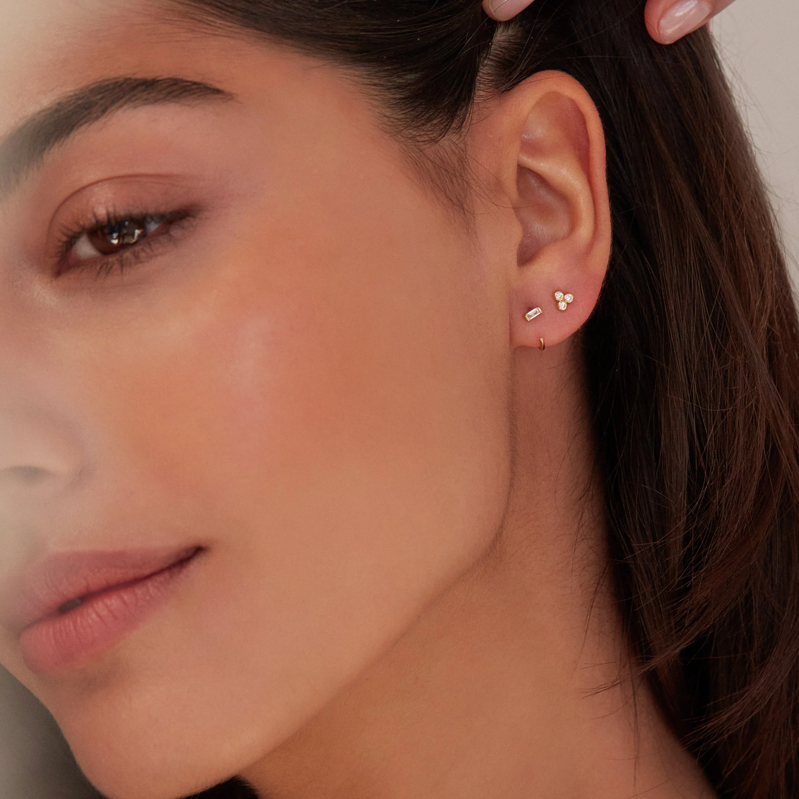 Silver Diamond Style Pyramid Stud Earrings - Image 3