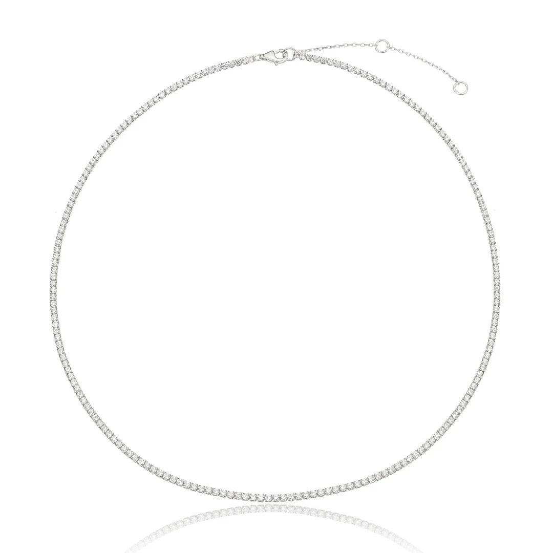 Silver Diamond Style Tennis Necklace