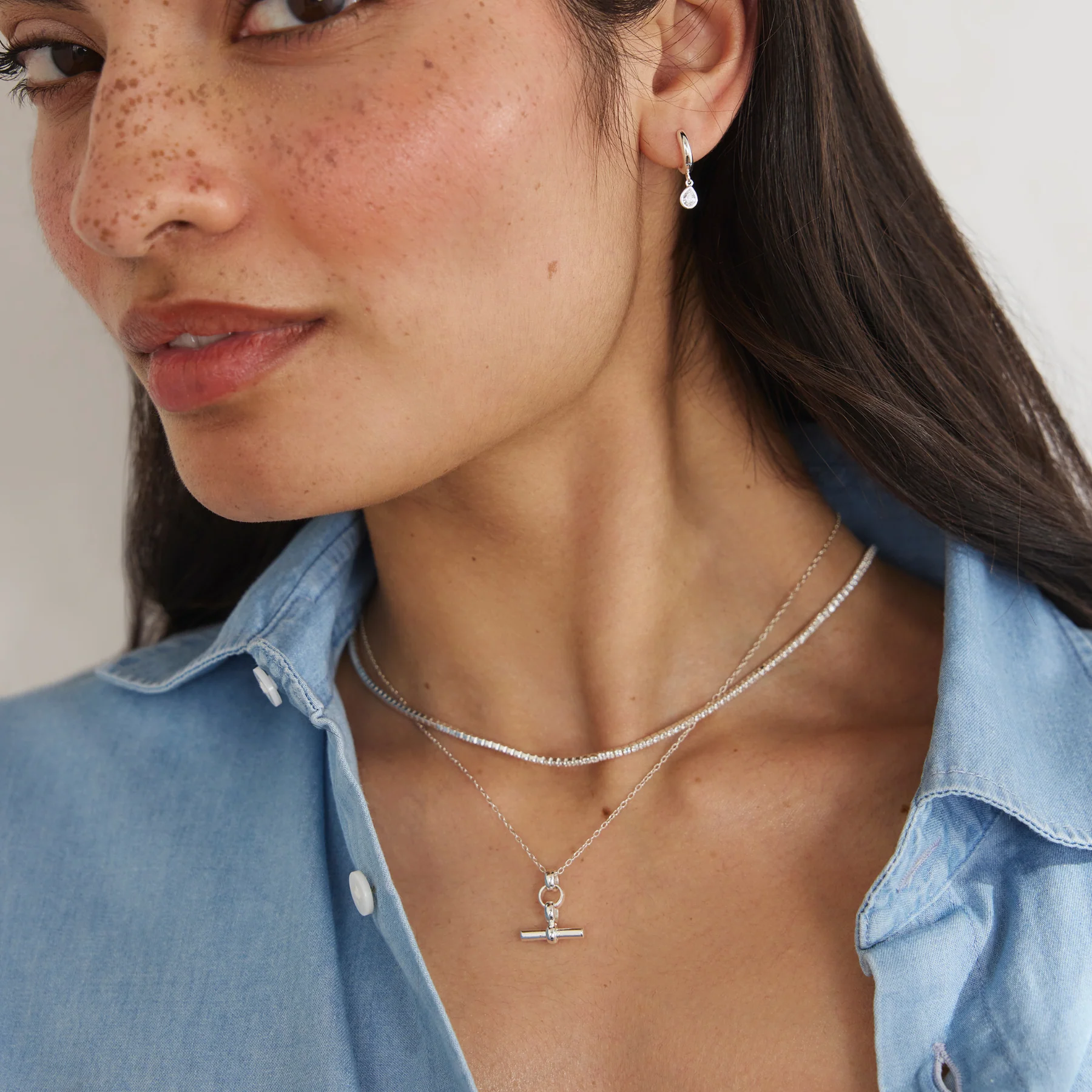 Silver Diamond Style Tennis Necklace - Image 4