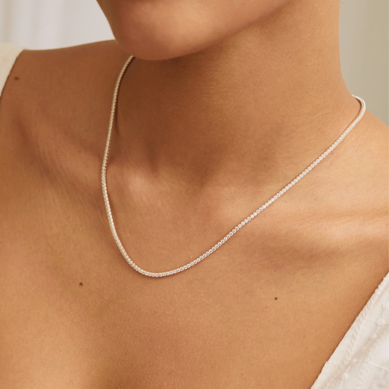 Silver Diamond Style Tennis Necklace and Bracelet Gift Set - Image 4