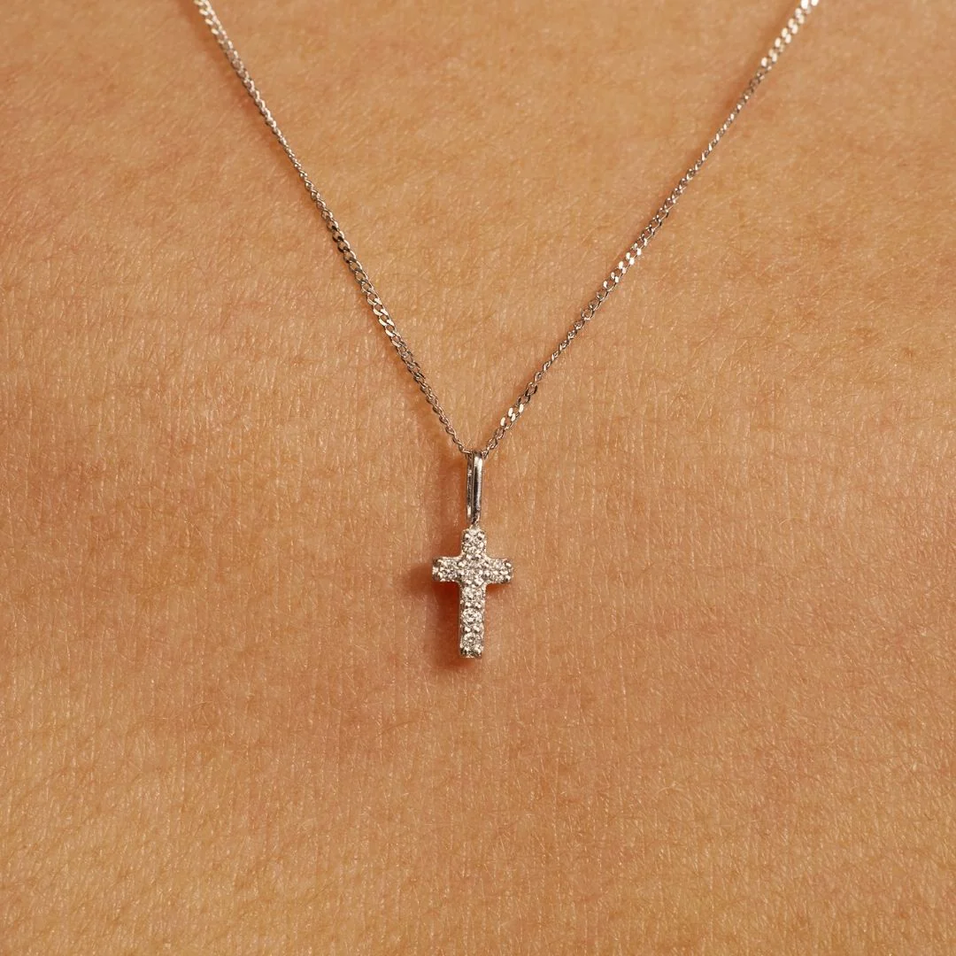 Silver Diamond Style Individual Tiny Cross Charm - Image 2