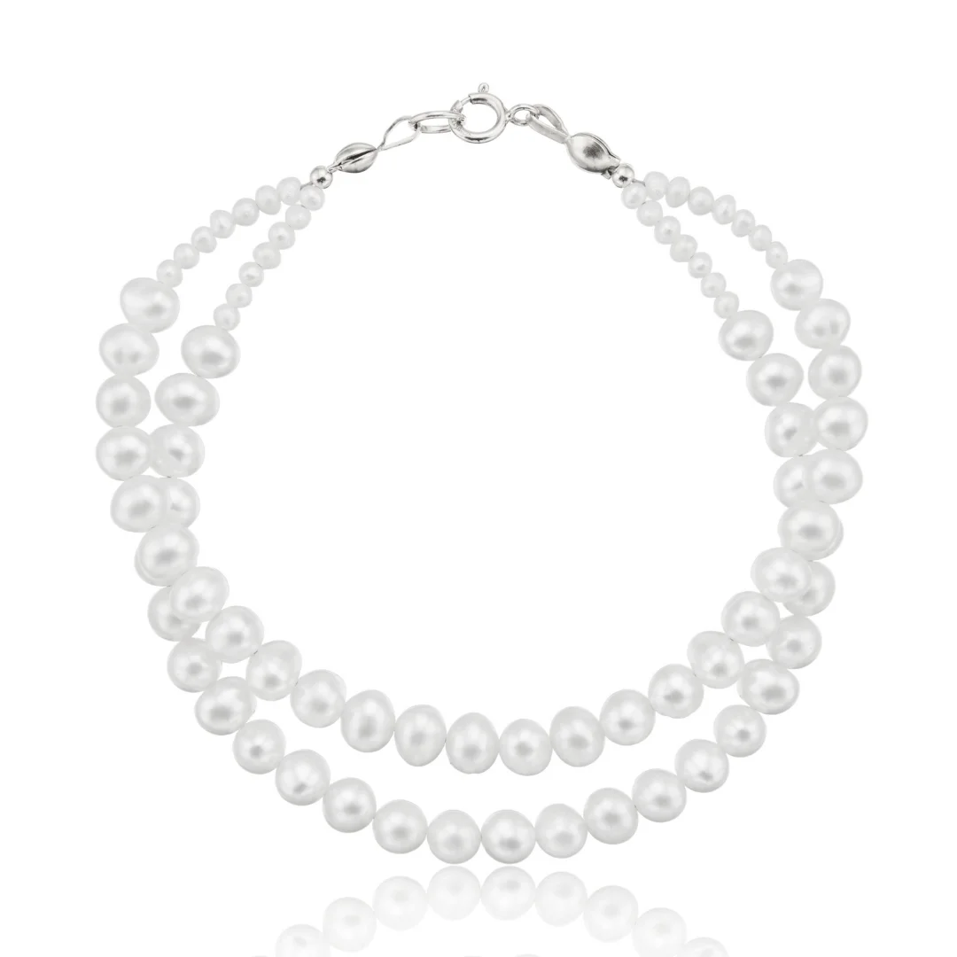 Silver Double Pearl Bracelet