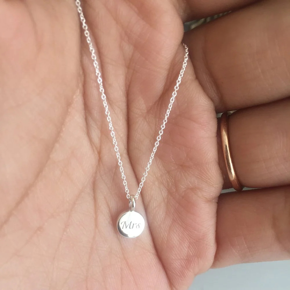 Silver Extra Small Personalised Disc Necklace - Image 3