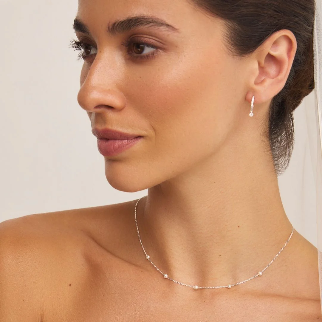 Silver Five Small Pearl Necklace - Image 2