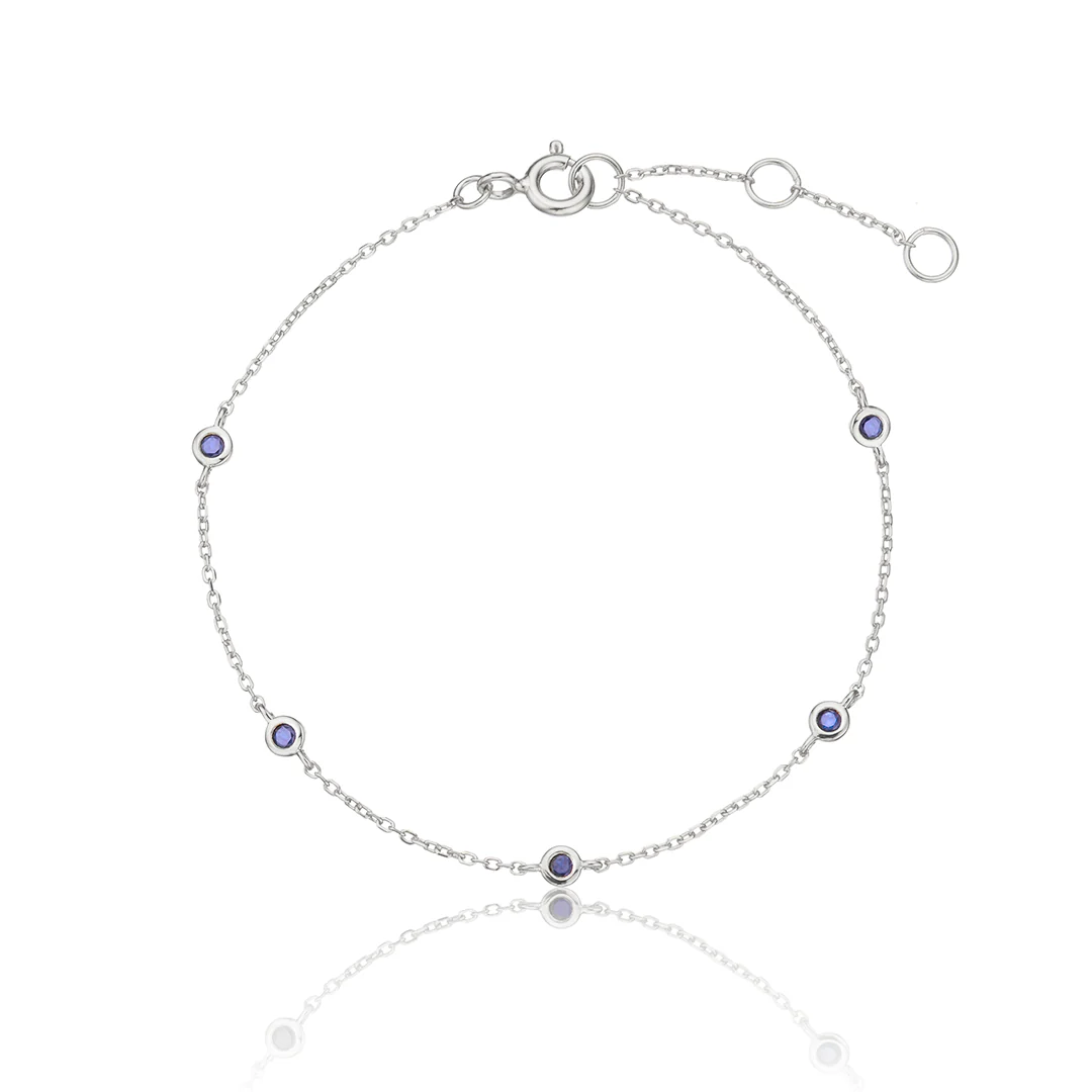 Silver Five Stone Sapphire Bracelet