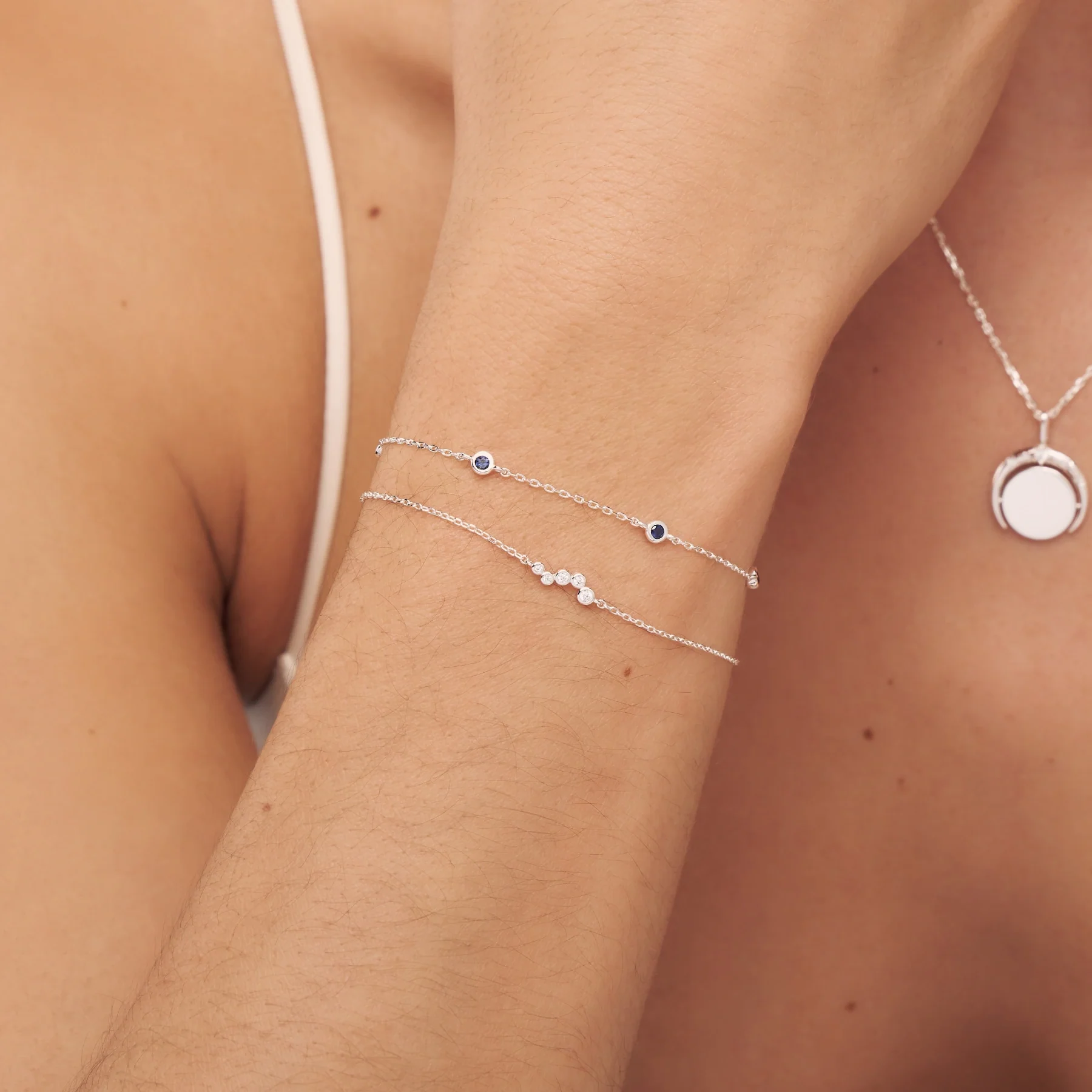Silver Five Stone Sapphire Bracelet - Image 2
