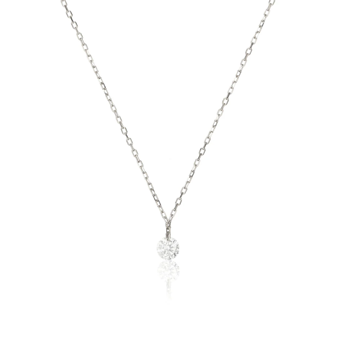 Silver Floating Diamond Style Necklace