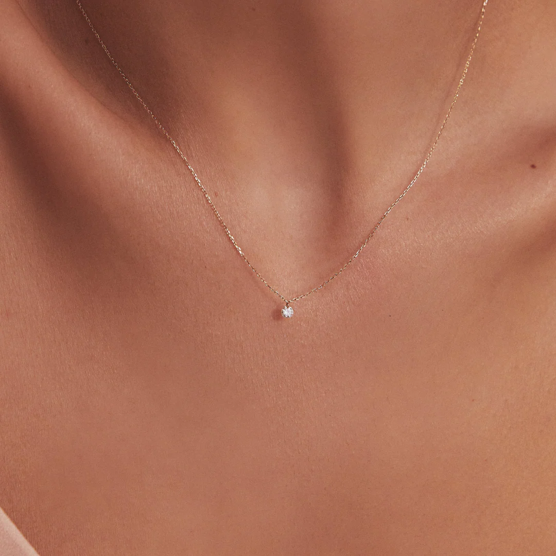 Silver Floating Diamond Style Necklace - Image 4