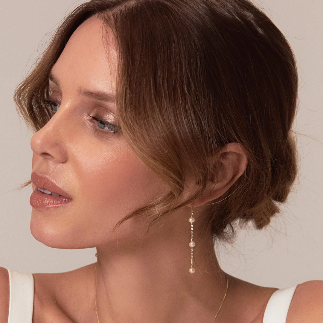 Silver Four Pearl Drop Earrings - Image 7