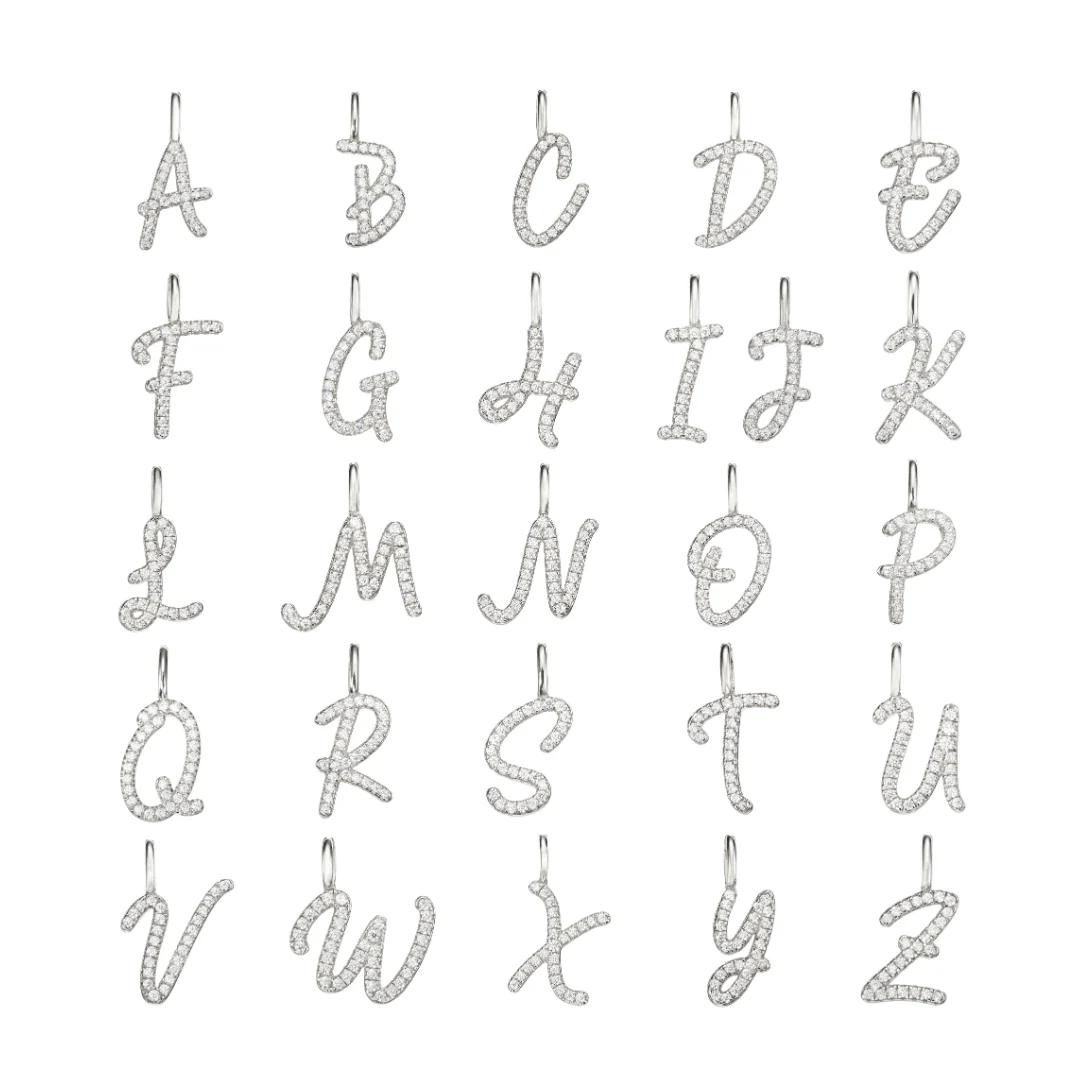 Silver Individual Diamond Style Curve Initial Charm - Image 3