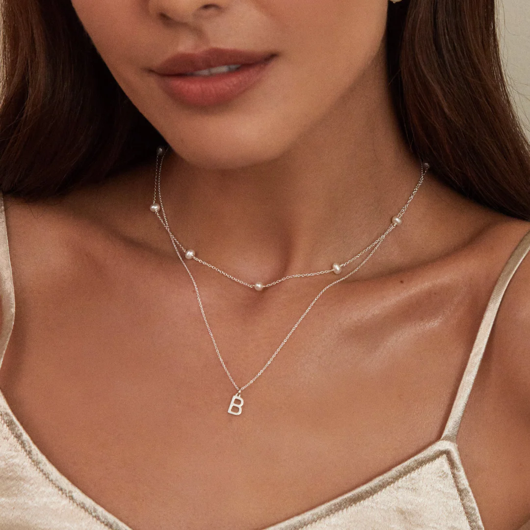 Silver Initial Letter Necklace - Image 4
