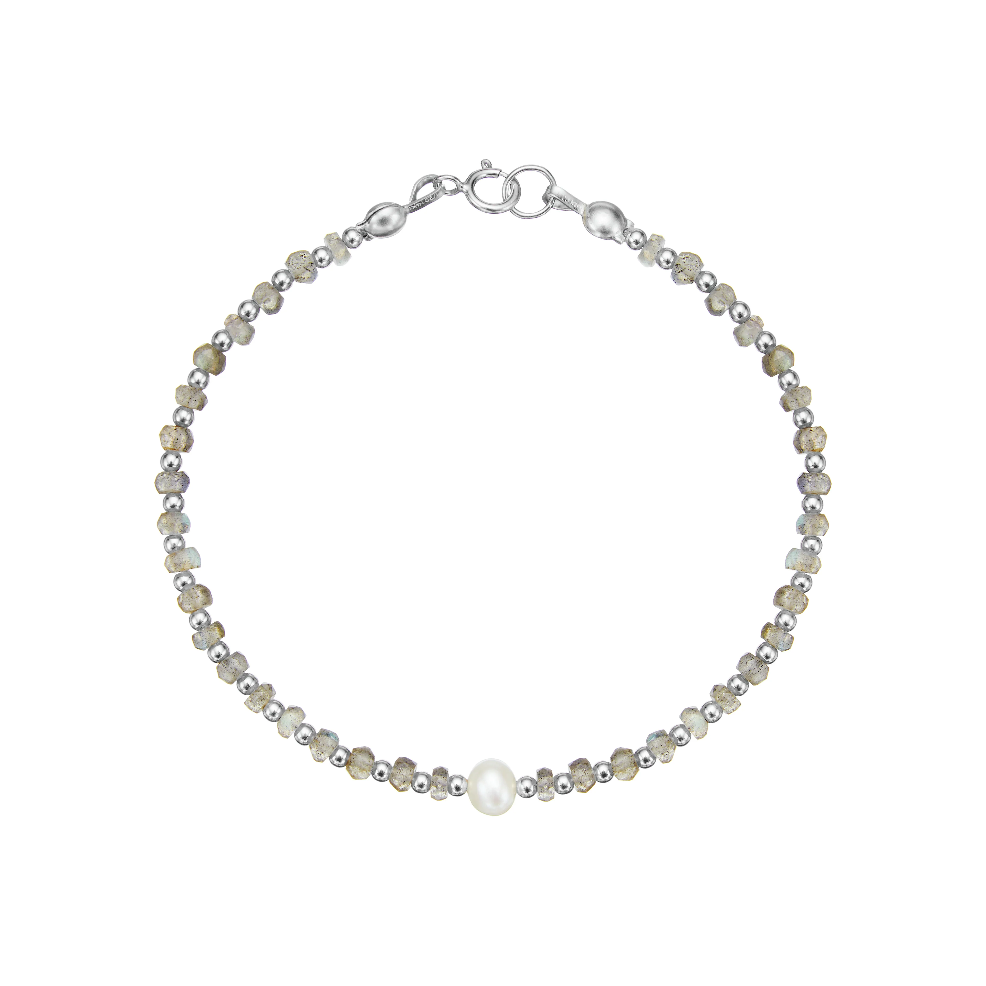 Silver Labradorite Gemstone Bracelet