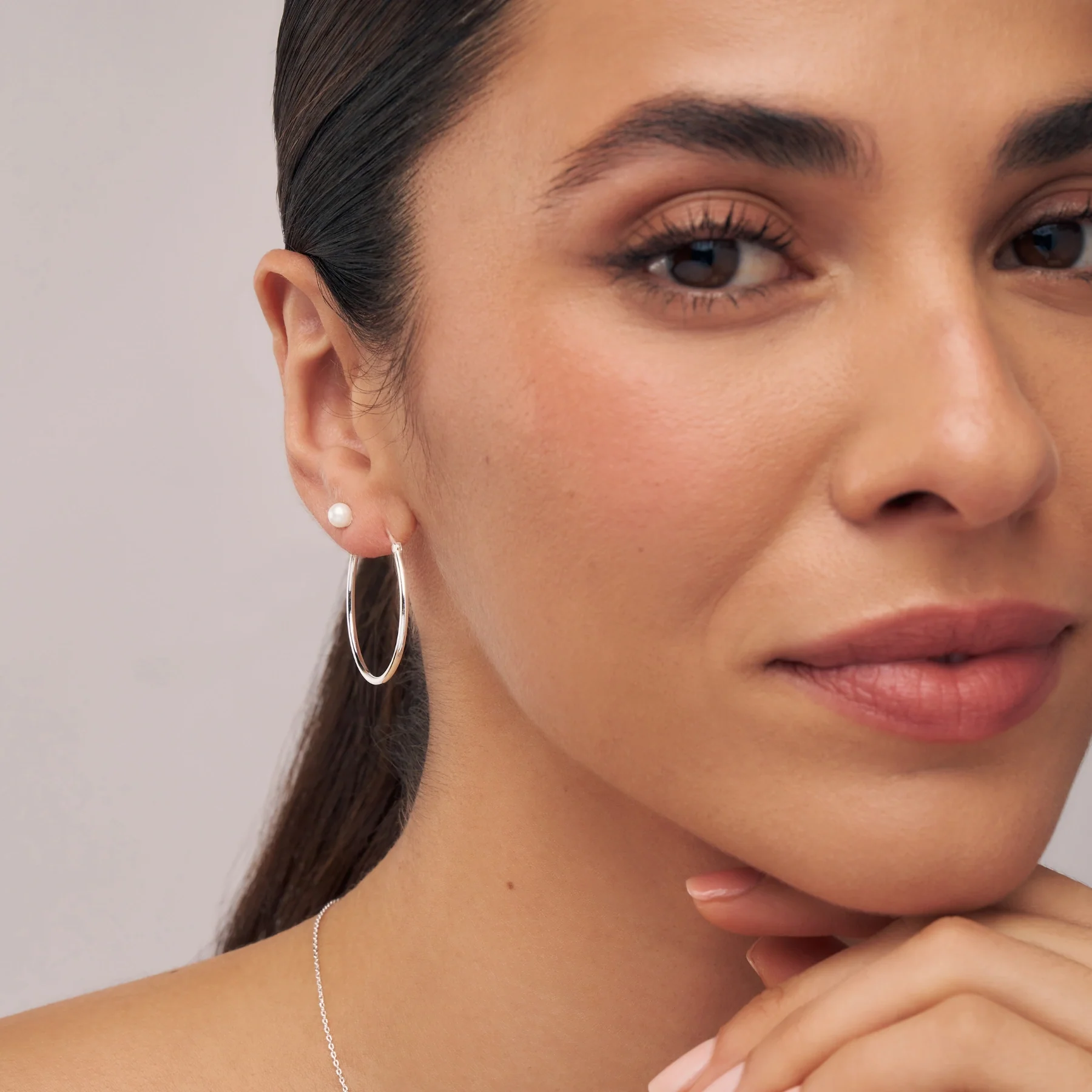 Silver Large Hoop Earrings - Image 3