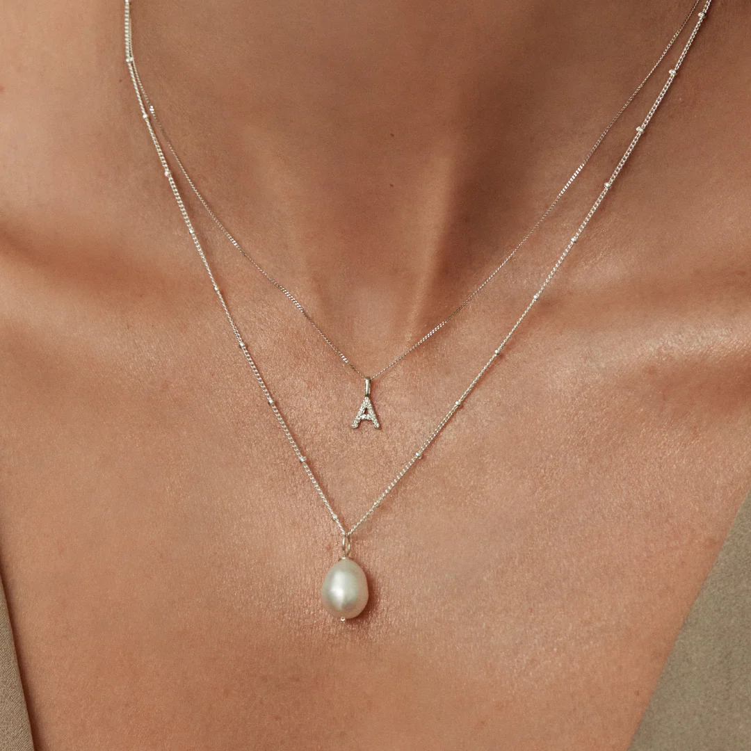 Silver Large Pearl Satellite Necklace - Image 2