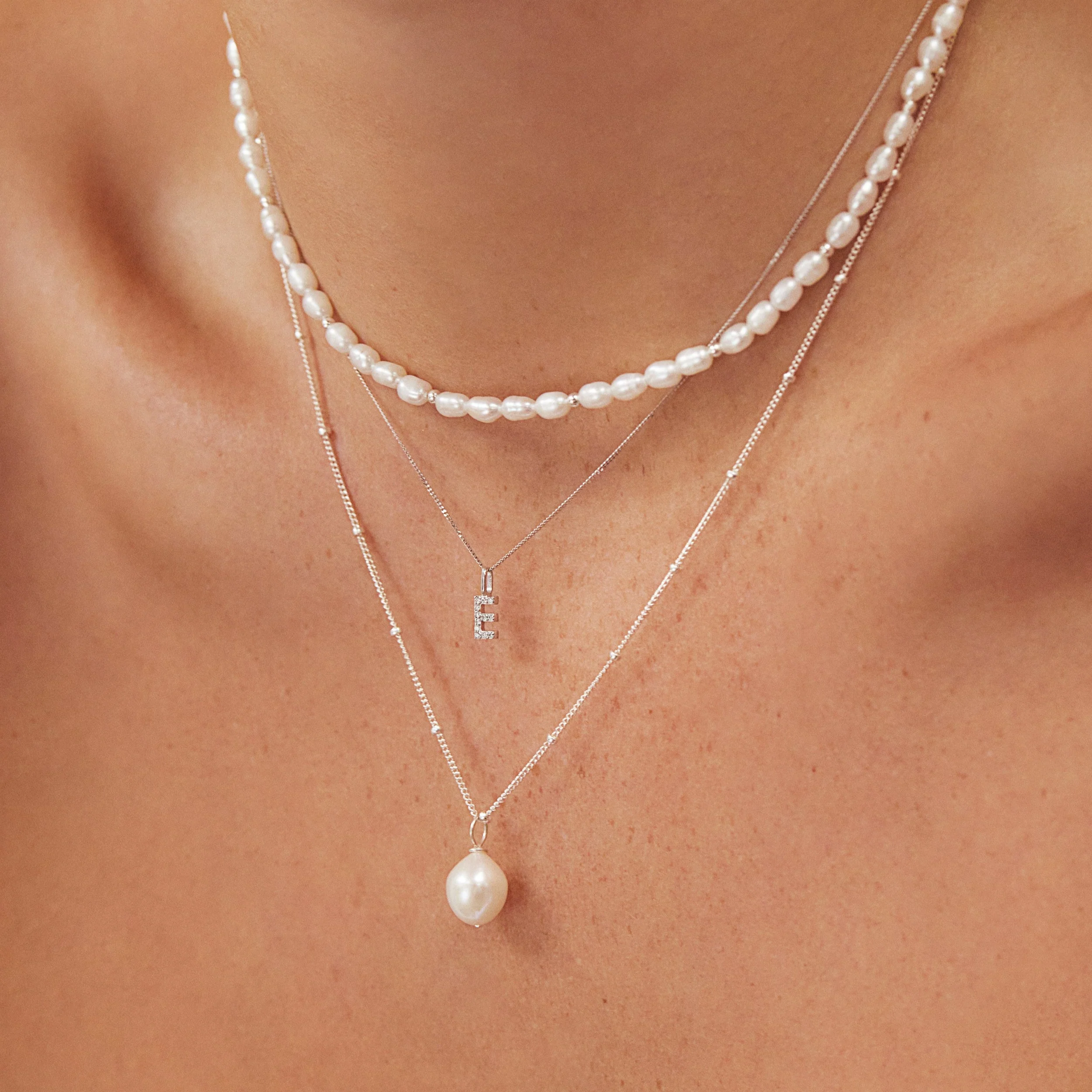 Silver Large Pearl Satellite Necklace - Image 4