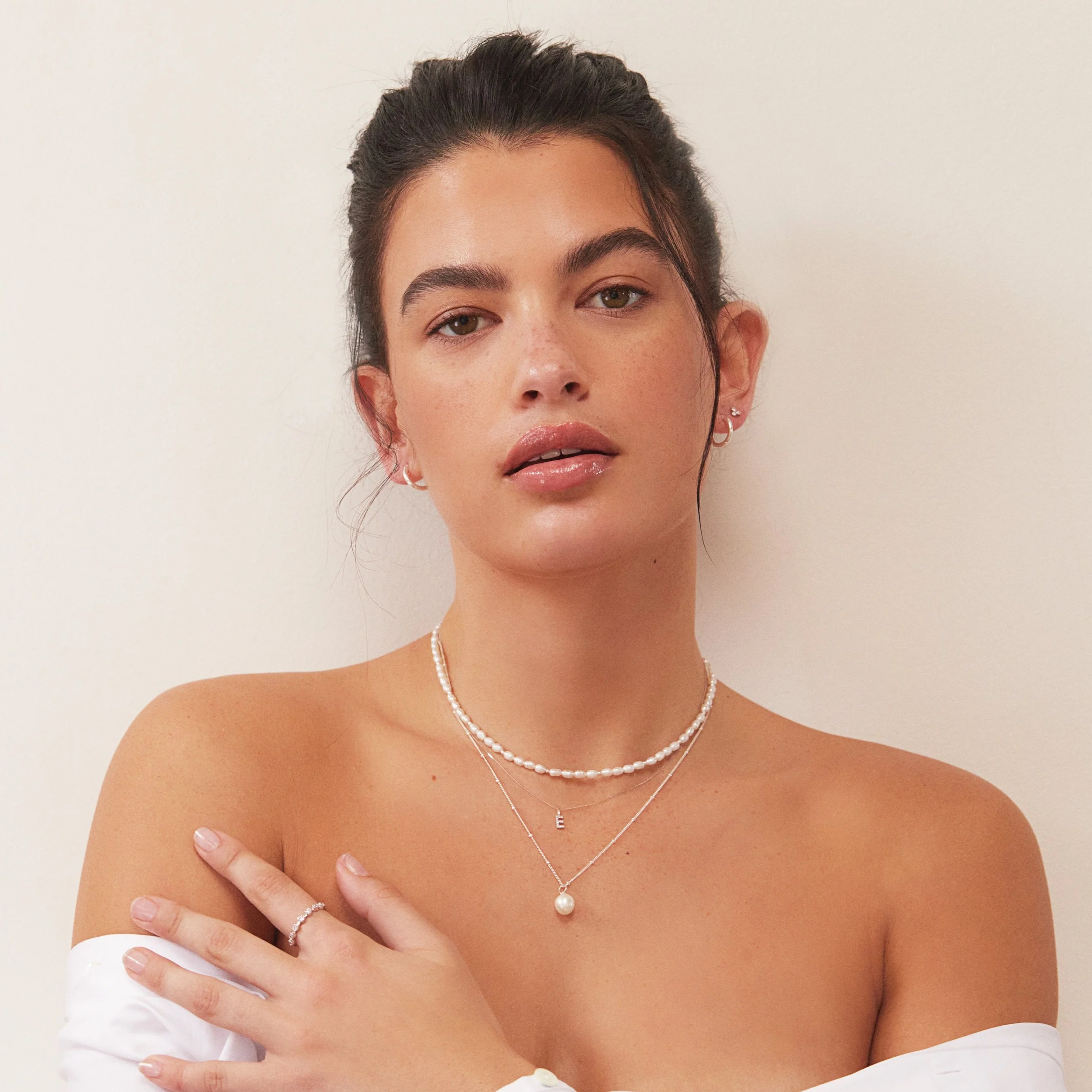 Silver Large Pearl Satellite Necklace - Image 5