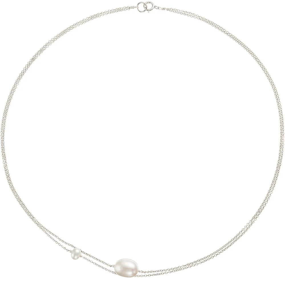 Silver Layered Large and Small Pearl Choker