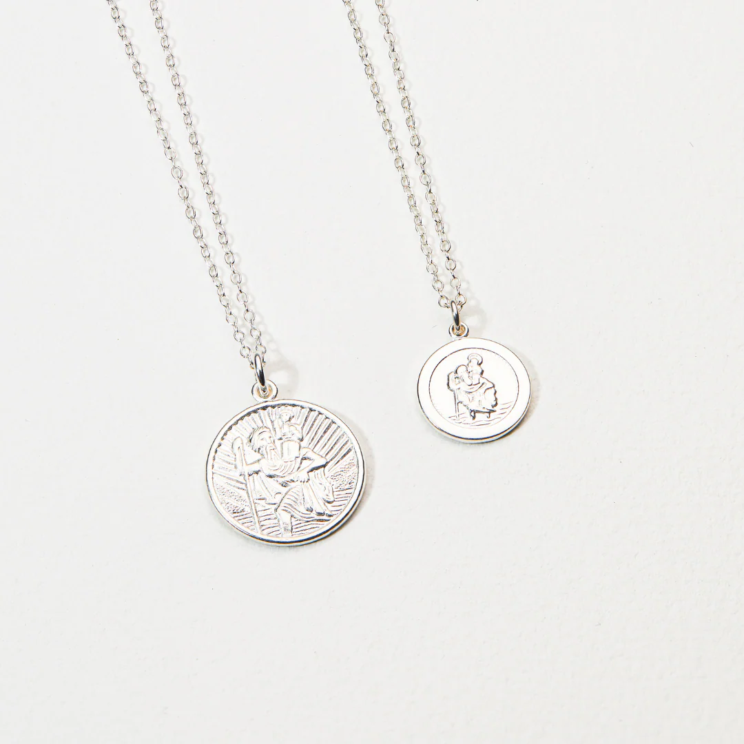 Silver Medium Round St Christopher Necklace - Image 10