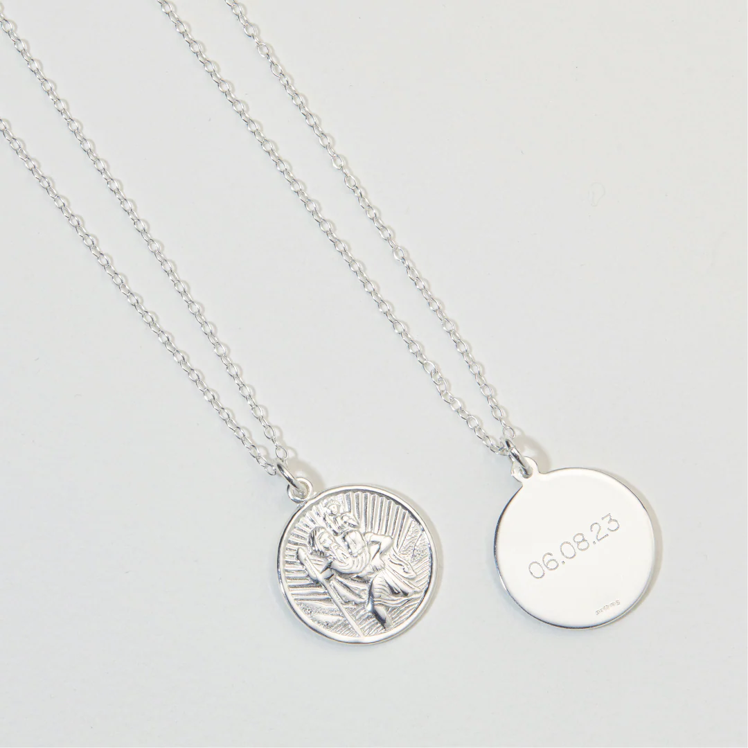 Silver Medium Round St Christopher Necklace - Image 9