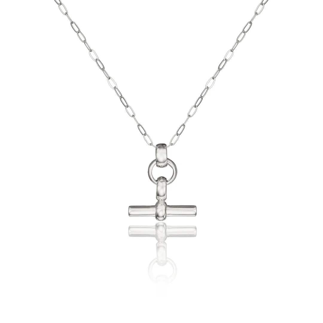 Silver Mini T-Bar Necklace - Image 4