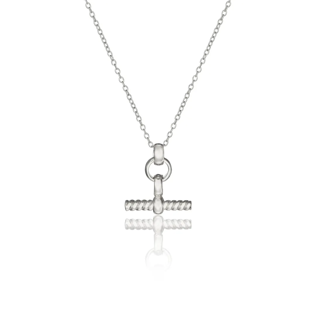 Silver Mini Twisted T-Bar Necklace