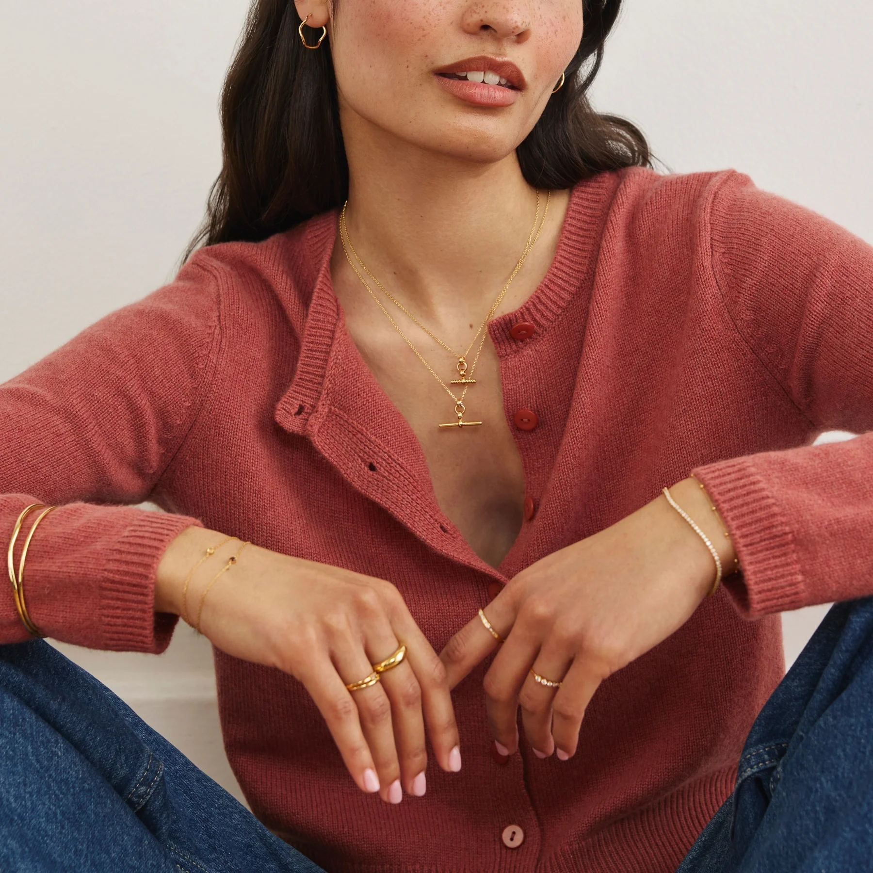 Silver Mini Twisted T-Bar Necklace - Image 6