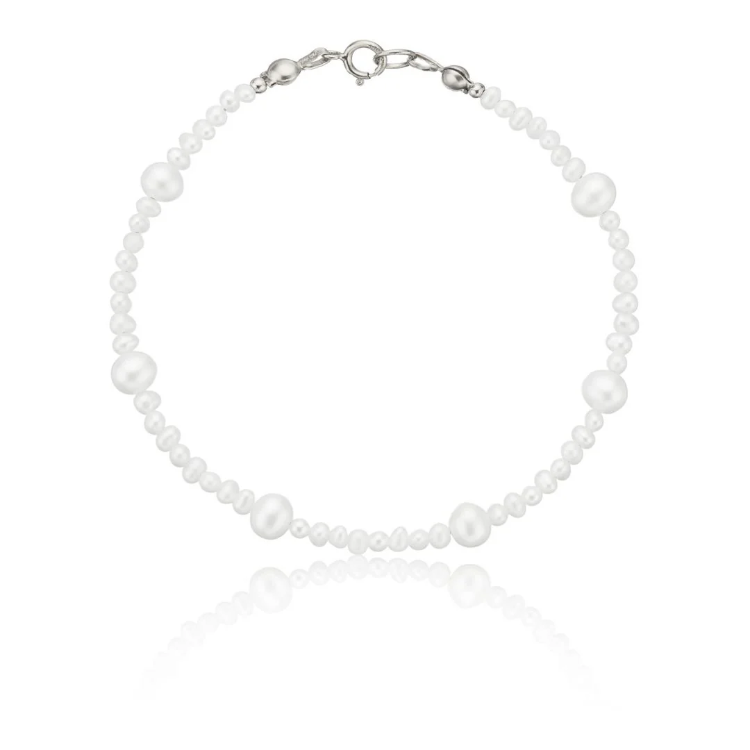Silver Multi Pearl Bracelet