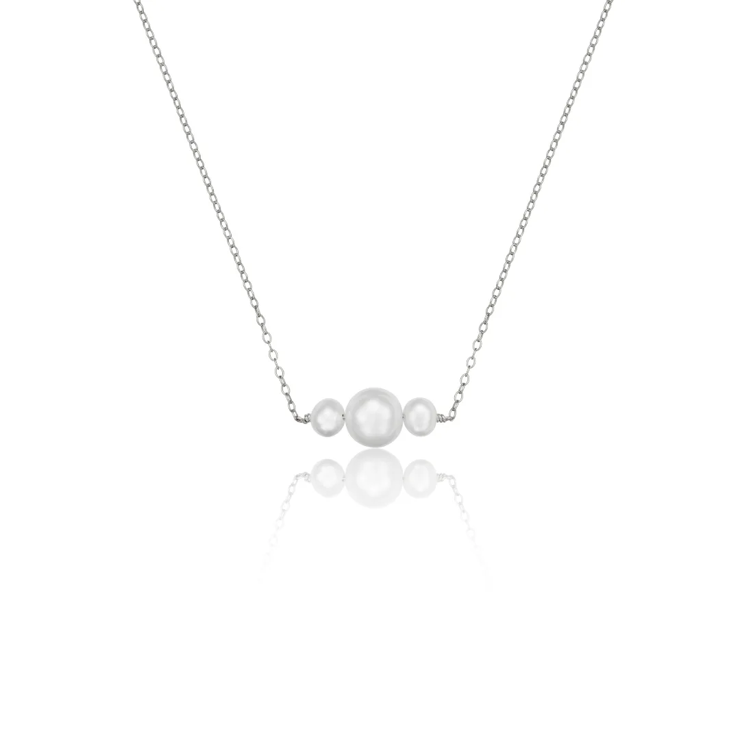 Silver Multi Pearl Cluster Necklace