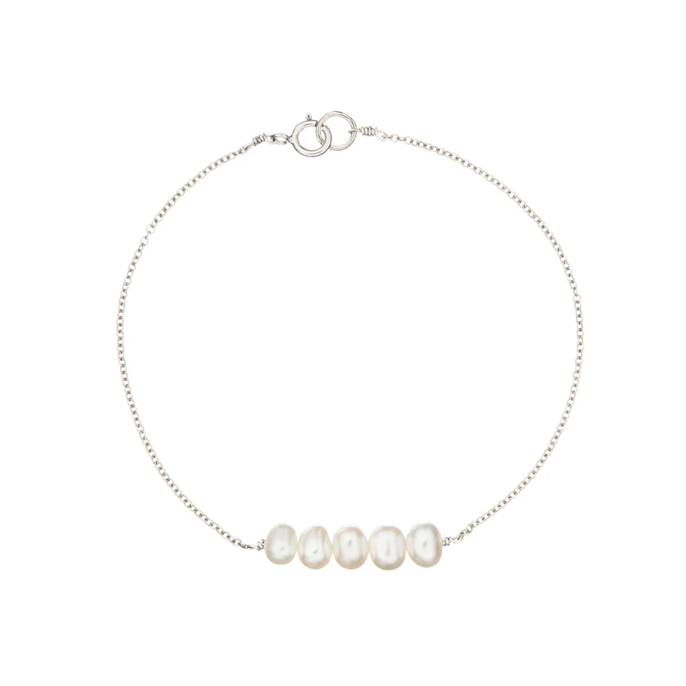 Silver Pearl Cluster Bracelet