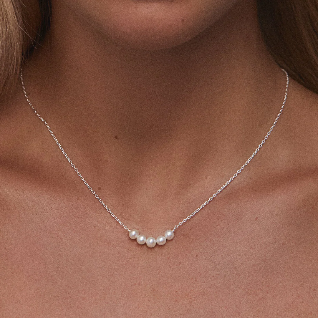 Silver Pearl Cluster Necklace - Image 3
