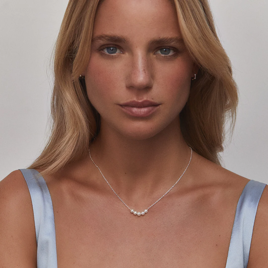 Silver Pearl Cluster Necklace - Image 4