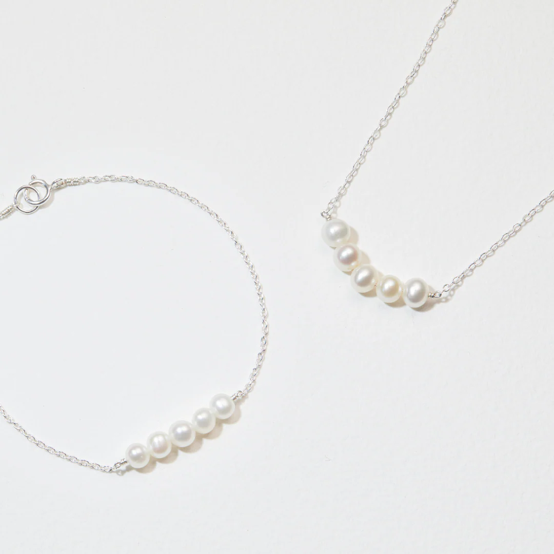 Silver Pearl Cluster Necklace - Image 5