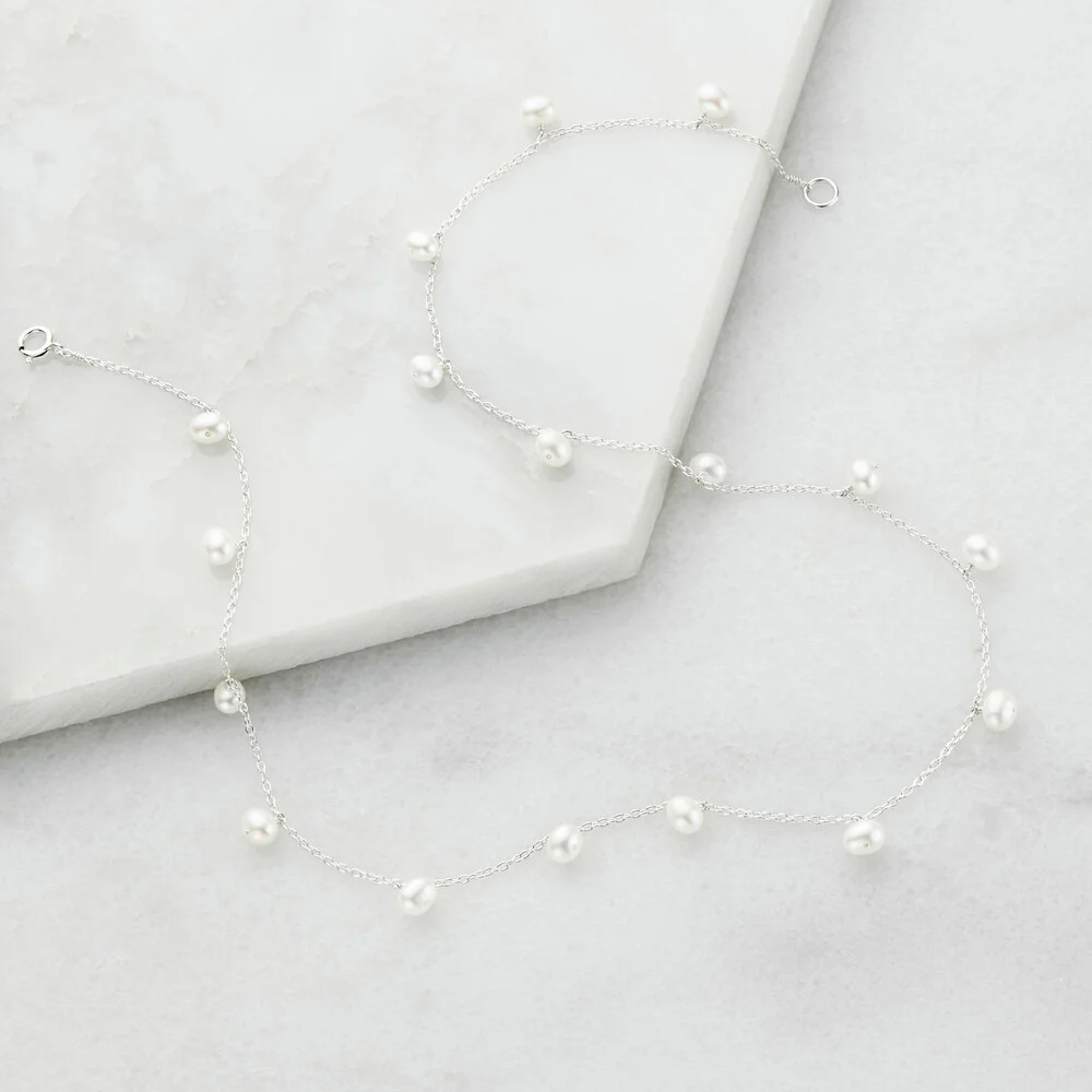 Silver Pearl Drop Choker - Image 4