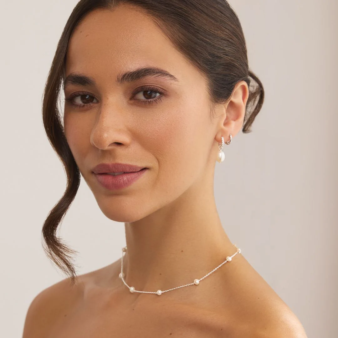 Solid White Gold Ten Pearl Choker - Image 3