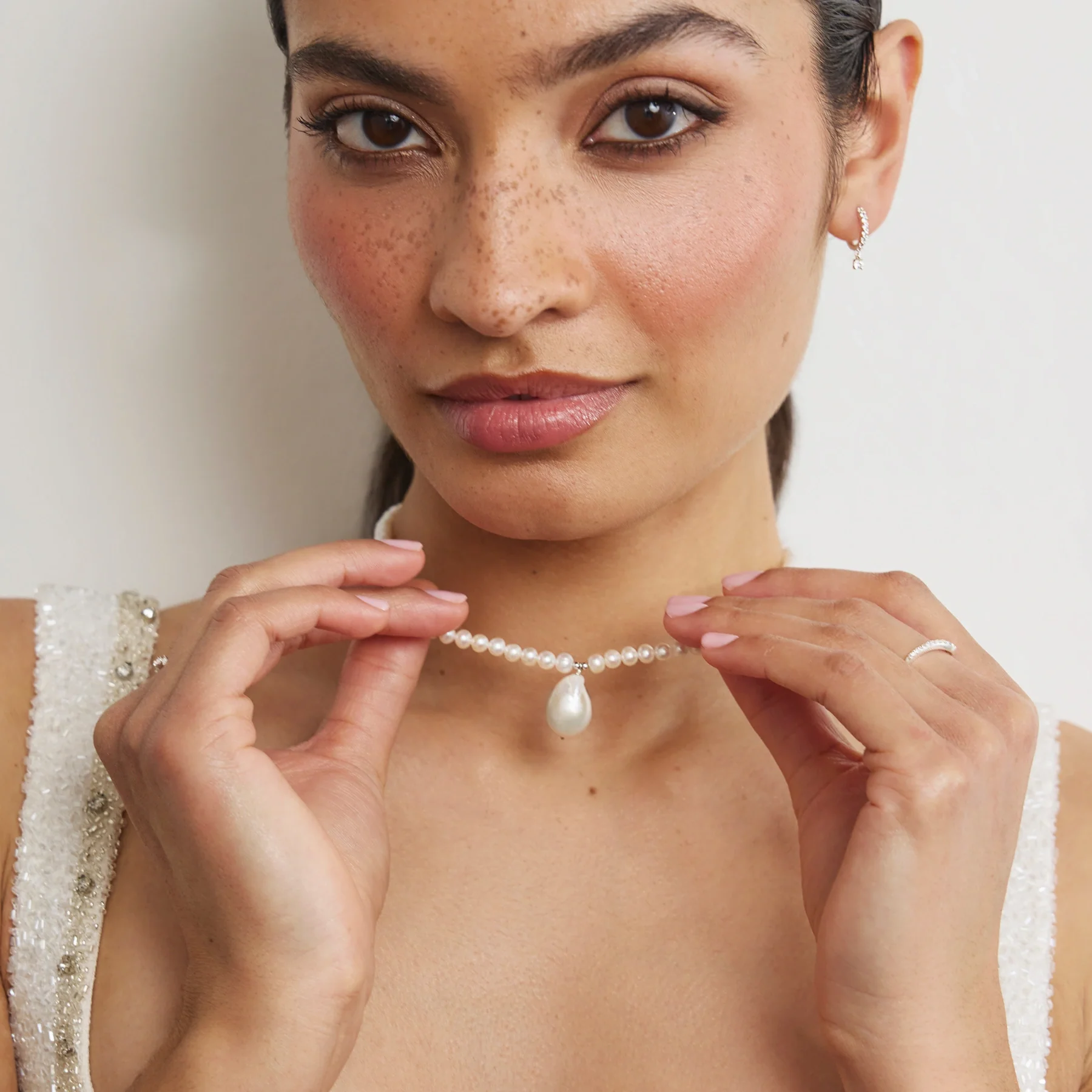 Silver Pearl with Baroque Drop Necklace - Image 5