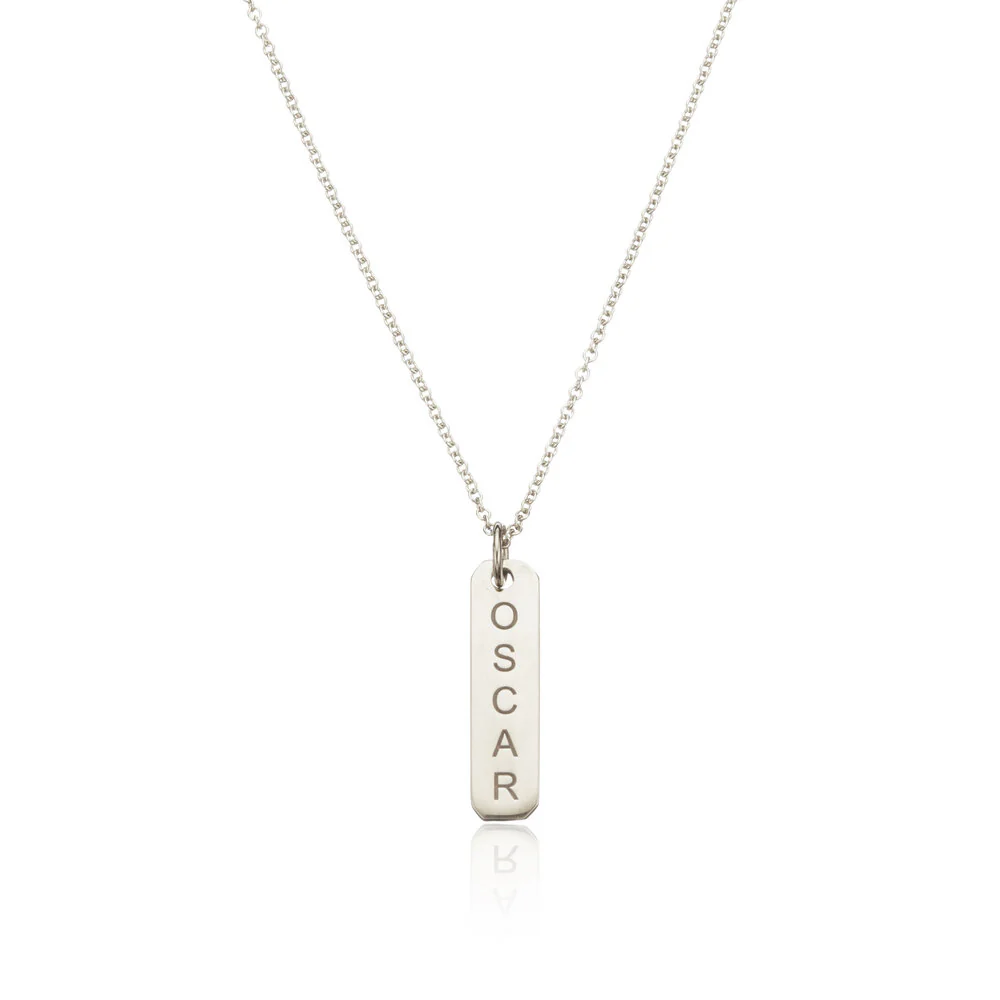 Silver Personalised Bar Necklace