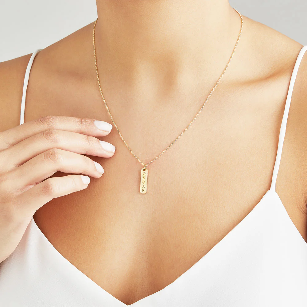 Silver Personalised Bar Necklace - Image 2